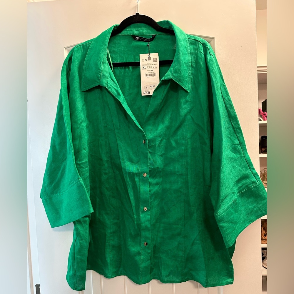 Zara brand new oversized linen shirt